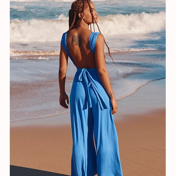 Free People Beach Light Blue Jumpsuit - Picture 4 of 16